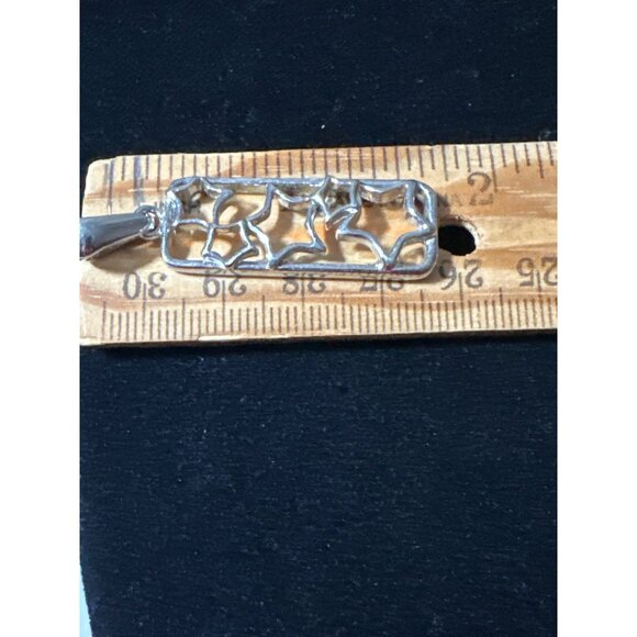 Silver Tone Star Pendant Rectangle Shape Slider Vintage - Picture 4 of 5